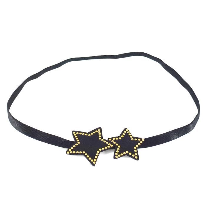 Accessoires cheveux , Headband,bandeau,serre tête élastique étoile , noir