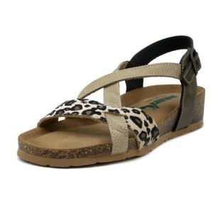 Marron Sandale BasBionatura BeigeTalon Pour Compensée FemmeCuir j5AL34R