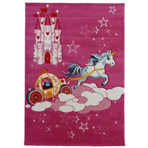 TAPIS Tapis CHATEAU LICORNE rose Tapis Enfants 160 x 230