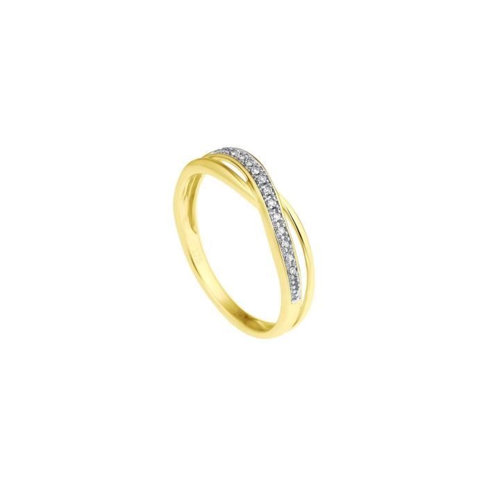 DIAMOND LANE Bague Demi Alliance Or Jaune 375° et Diamants Femme