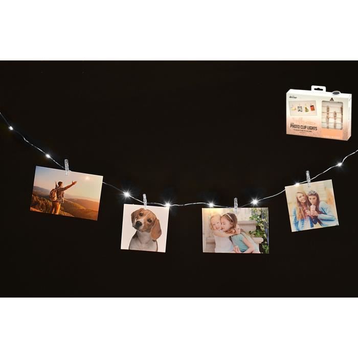 Guirlande lumineuse pour photos - 16 mini pinces - 230 cm