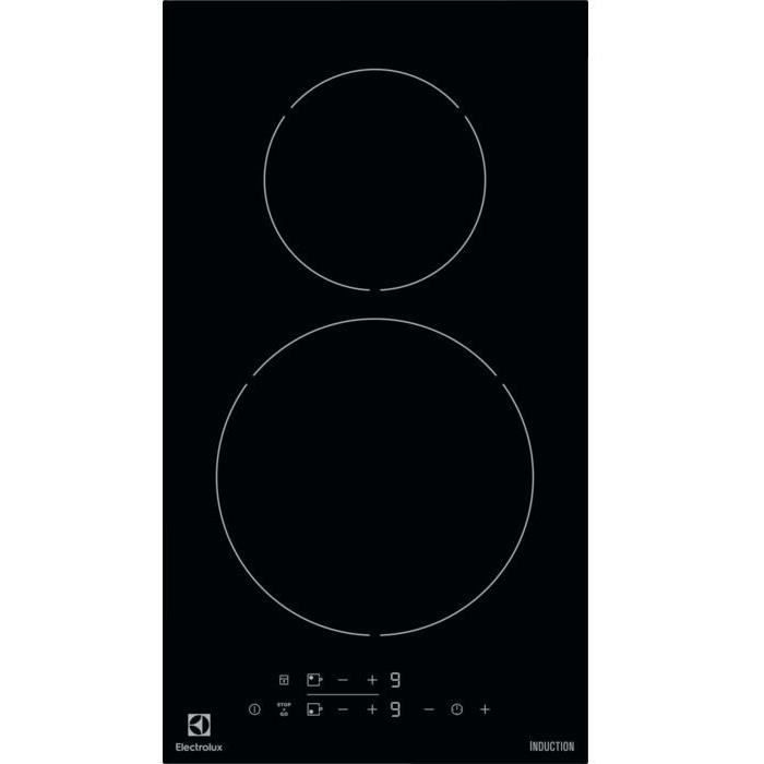 ELECTROLUX EHH3320NVK - Table de cuisson induction domino - 2 zones - 3700 W - L 29 x P 52 cm - Revetement verre - Noir