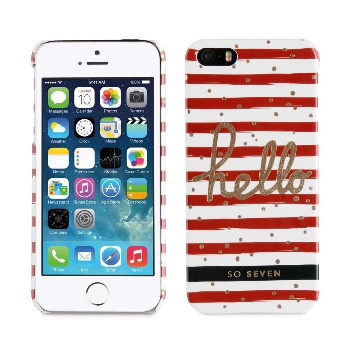 SO SEVEN Bundle BORD DE MER Coque+STYLO+CARNET-Rouge IPHONE 5S/SE