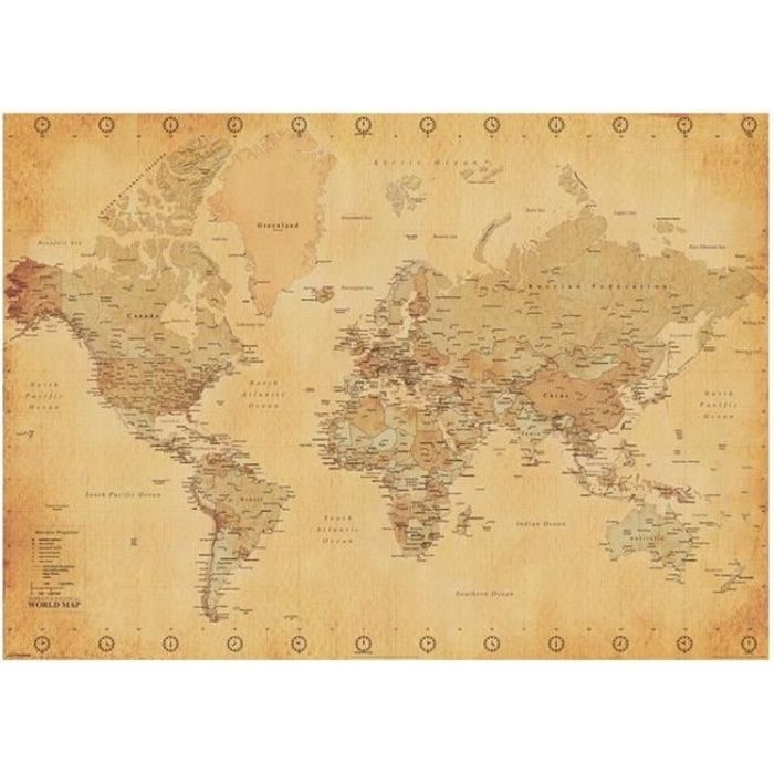 Papier carte du monde vintage - Love & Confetti