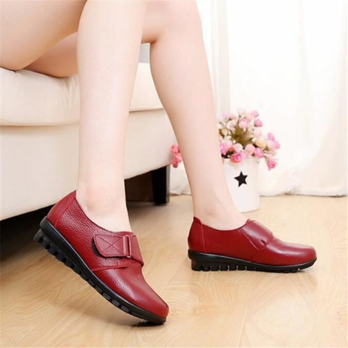 Poids En 43 2017 Femmes Luxe Léger Grande Taille Chaussure Loafer marron Jaune De noir rouge Ete Marque Moccasin Cuir Confortable Nouvelle 35 Pq4XT