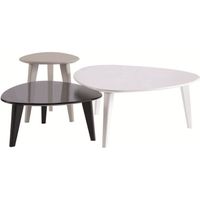 Stone Lot De 3 Tables Basses Scandinave Blanc Noir Et Gris L 80