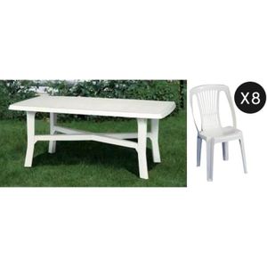 Salon jardin en plastique blanc table + 8 chaises - Achat / Vente ... Salon jardin en plastique blanc table + 8 chaises - Achat / Vente ...