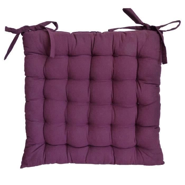 Galette de chaise 25 points 40x40x4 cm AUBERGINE
