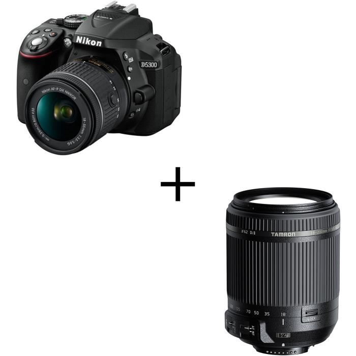 NIKON D5300 Appareil photo reflex avec objectif - Noir + AF-P 18-55VR + TAMRON 18-200 mm F/3.5-6.3 Di II VC NIKON