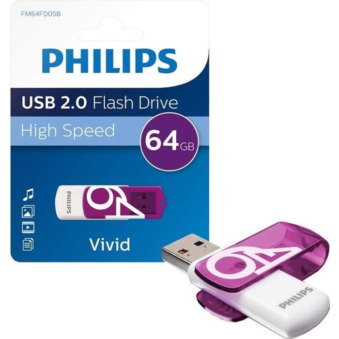 PHILIPS Clé USB VIVID 64Gb 2.0