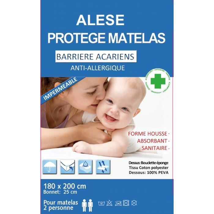 Protege Matelas Anti Acarien Alése (180X200) protège-matelas Imperméable Anti-Acariens Anti