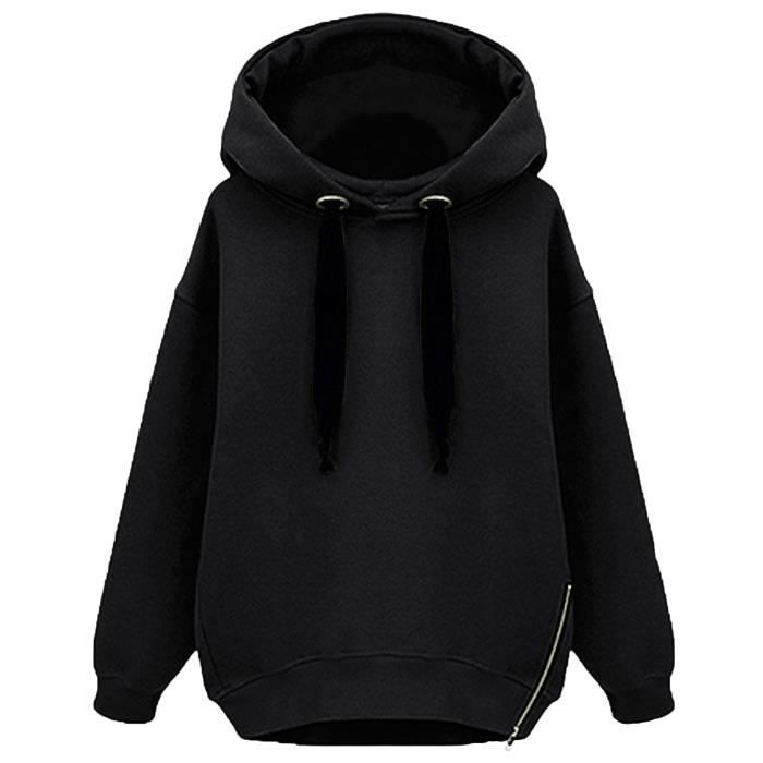 Femme Sweats A Capuche Epais Pull-over Noir Noir - Achat ...