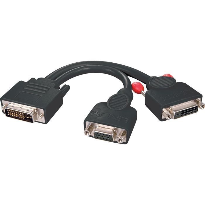 LINDY Câble splitter DVI-I / VGA / DVI-D Dual Link - Noir