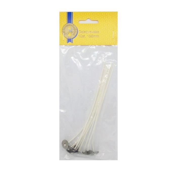 PANDURO Mèches pour bougie en gel - Ø1 mm environ - Support en métal - Sachet de 10