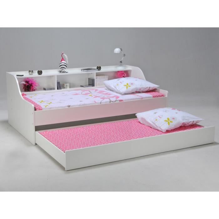 Lit gigogne 90x190cm +niches de rangement PALERME - Avec ...