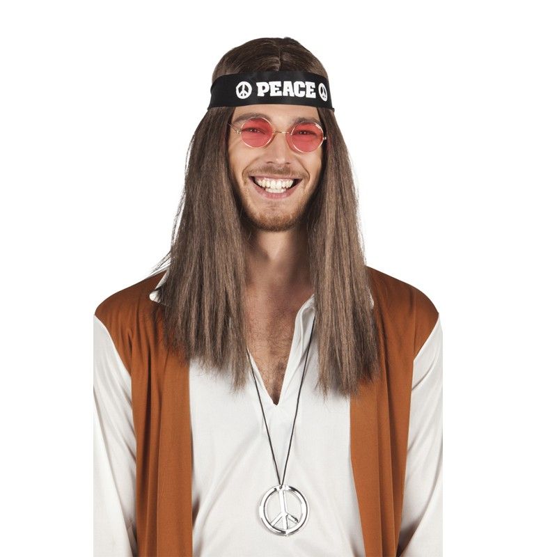 Perruque Hippie blonde,Sixties,Baba Cool,Woodstock,Femme,Homme
