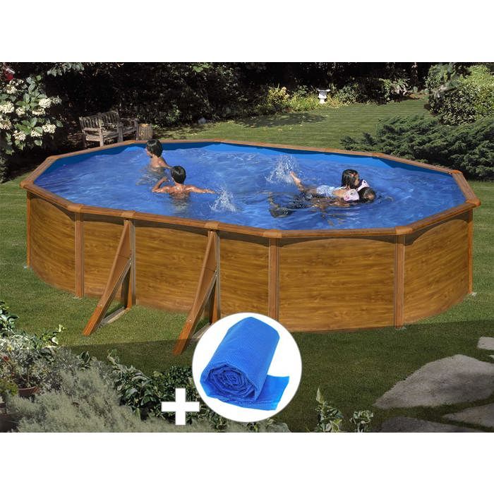Kit Piscine Acier Aspect Bois Gré Sicilia Ovale 527 X 327 X 122 M