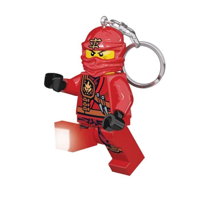 LEGO Ninjago Porte-clés LED Kai - Pieds lumineux et articulés - Eclairage dans 2 directions - 4,5 X 2,5 X 8,2 cm