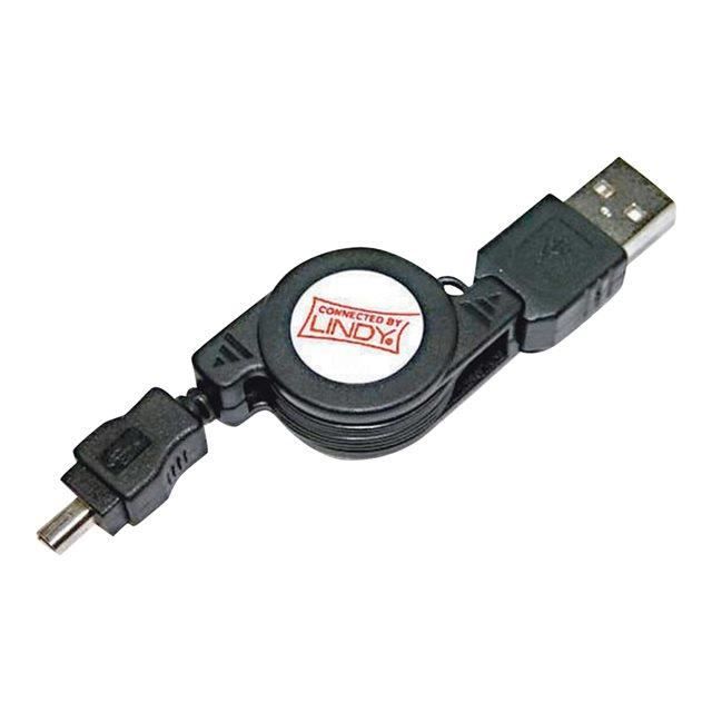 LINDY Dérouleur USB 2.0 Type A Mâle vers Mini-B Mâle