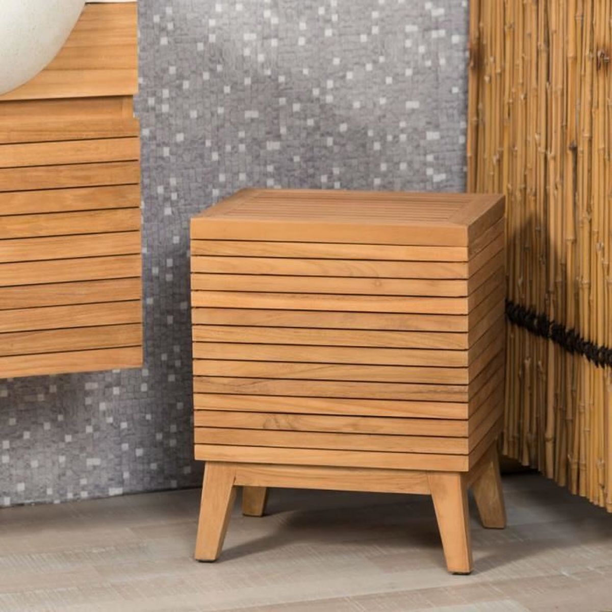 Bac à Linge En Teck Salle De Bain Achat Vente Panier A Linge Bac