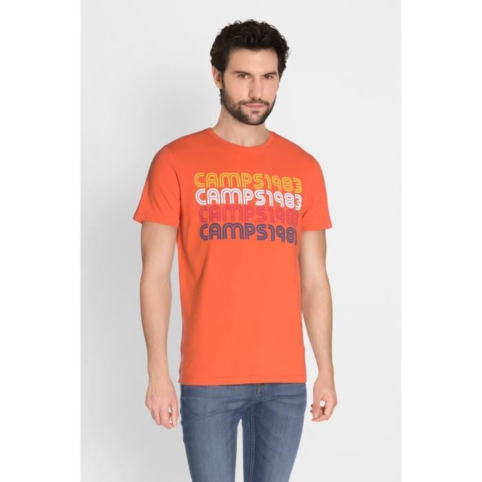 CAMPS T-shirt Manches Courtes - Homme - Orange et Gris