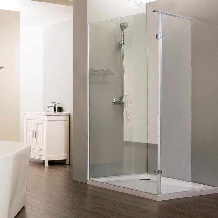 CREAZUR Paroi de douche italienne fixe + Retour pivotant 40 cm Sturdy - 100 + 40 x 200 cm - Verre trempé 10 mm