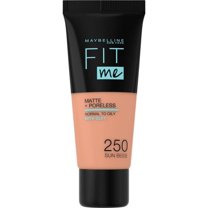 Produit shopeco.fr : MAYBELLINE Fond de teint Fit Me Matte & Poreless - 250 Beige ensoleillé