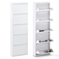 MEUBLE À CHAUSSURES Armoire à chaussures avec 5 portes, métal, blanc MEUBLE À CHAUSSURES Armoire à chaussures avec 5 portes, métal, blanc