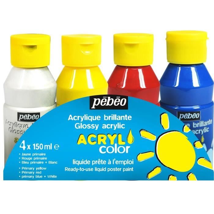 Pebeo 4 Peintures Acryliques Brillantes Achat Vente Peinture