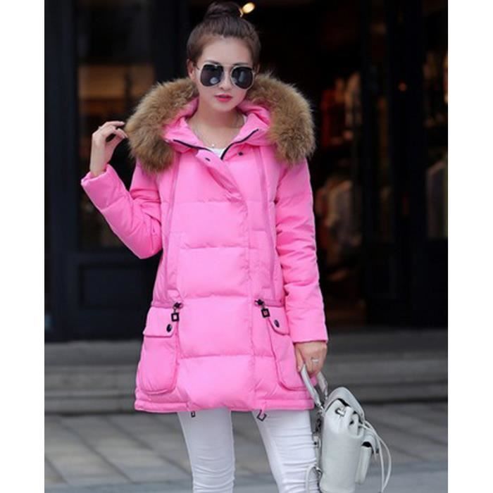 Doudoune femme capuche doudoune col fourrure Rose Rose - Achat / Vente ...