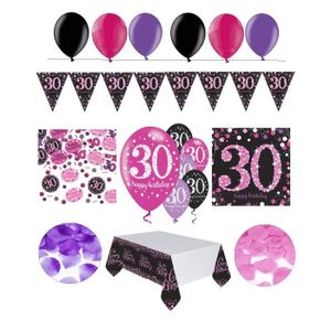 30eme Vaisselle De Fete Anniversaire Decorations Rose Chic Age 30