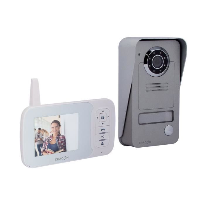 CHACON Vidéophone sans fil digital 2,4GHz avec écran LCD 3.5'' avec antenne intégrée