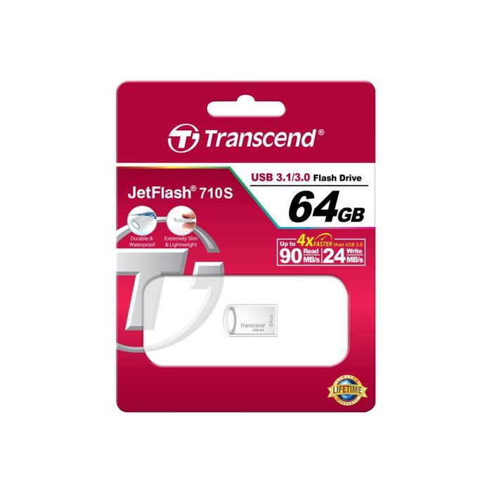 TRANSCEND Clé USB JETFLASH 710 - 64 Go - Placage Argent