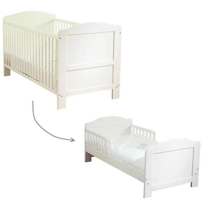 GAUFFRETTE Lit bébé à Barreaux Transformable 70x140 cm Sommier 2 Positions