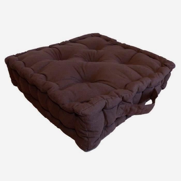 Coussin de sol 100% coton 40x40x9 cm CHOCOLAT
