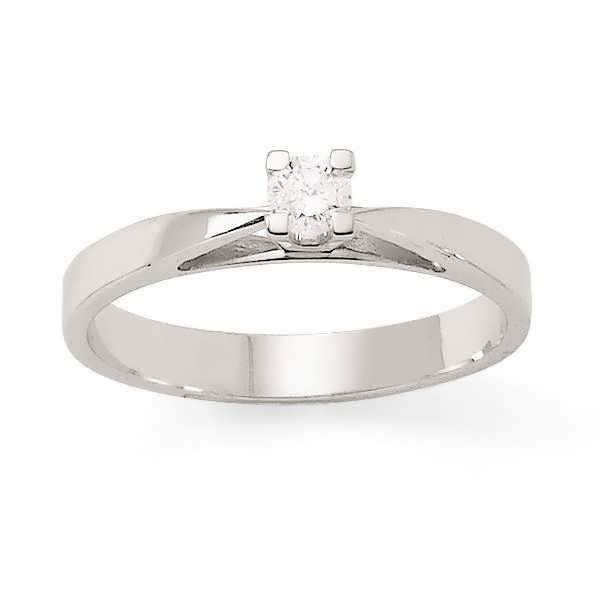 MONTE CARLO STAR Solitaire Or Blanc 375° et Diamants 0,10 ct Femme