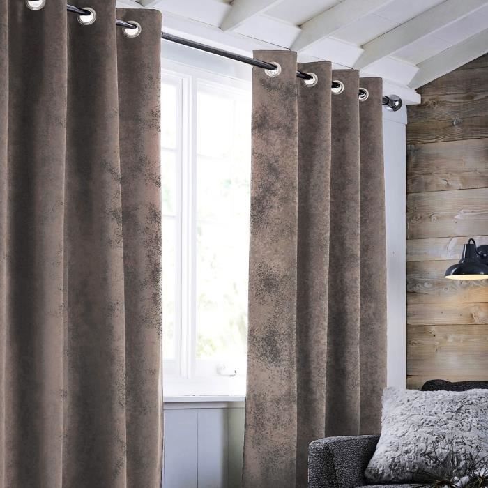 Rideau à oeillets aspect cuir marron 140x250cm HAVANE 140 x 250 cm ... Rideau à oeillets aspect cuir marron 140x250cm HAVANE 140 x 250 cm ...