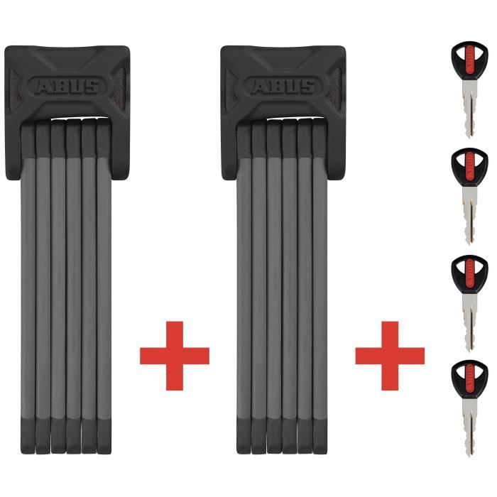 ABUS Lot de 2 Antivols pliables Bordo Twin 90cm
