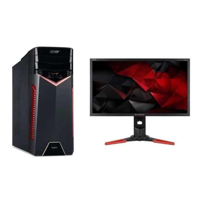 PC ACER Aspire GX-781 - i5-7400 - RAM 8Go - 1To HDD + 128Go SSD - GTX 1070 8Go + Ecran Predator XB281HKbmiprz 28\
