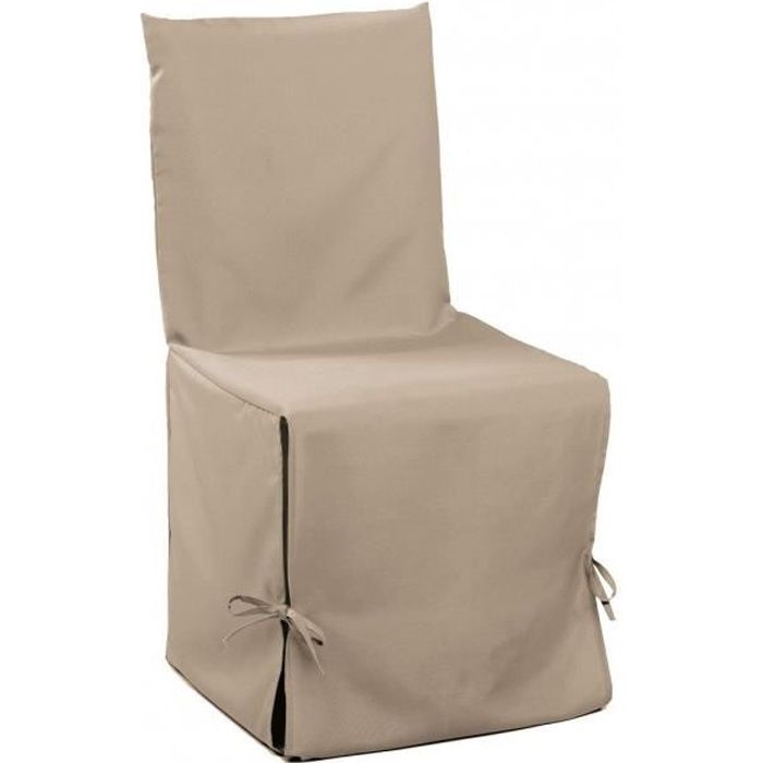 DOUCEUR D'INTERIEUR Essentiel Housse de chaise unie à nouettes 50x50x50 cm - Beige