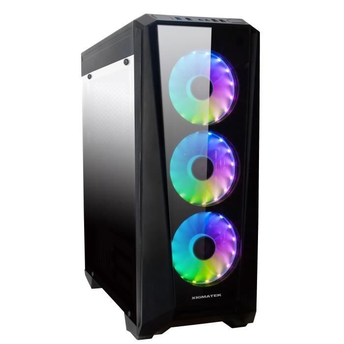 XIGMATEK Boitier PC sans alimentation - Mystic 9 Noir (RGB) - Format ATX , Moyen Tour - Verre Trempé