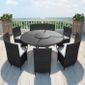 Salon de jardin noir en polyrotin table ronde et chaises 12 pers ... Salon de jardin noir en polyrotin table ronde et chaises 12 pers ...