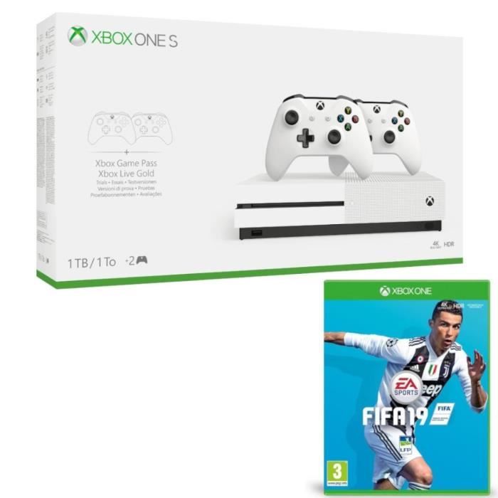 Xbox One S 1 To + 2 manettes + Fifa 19