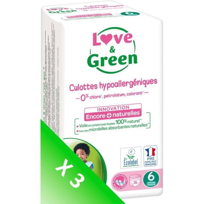 LOVE AND GREEN Culottes T6 - 48 couches - Eco Pack