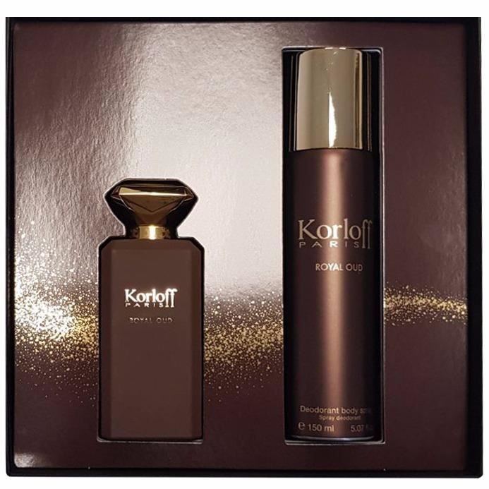 coffret korloff royal oud 88ml eau de parfum + deodorant spray 150ml