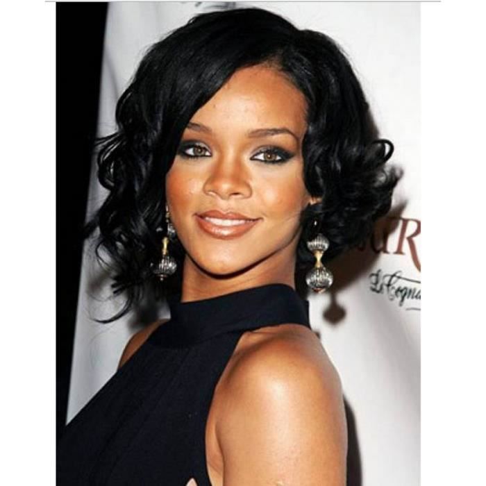 Rihanna Noir Perruque de Cheveux Naturel Cheveux Bob pour 