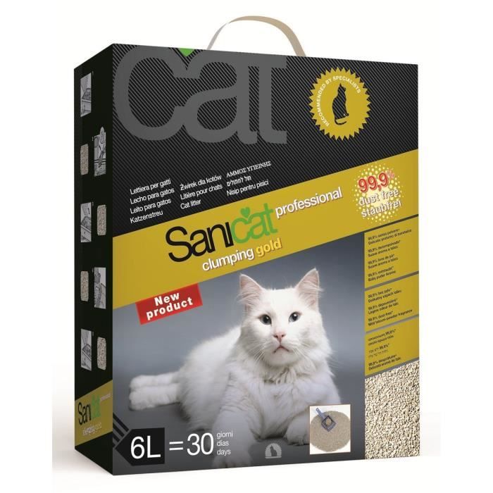 SANICAT PROMO Litière Agglomérante Gold 6l - Pour chat