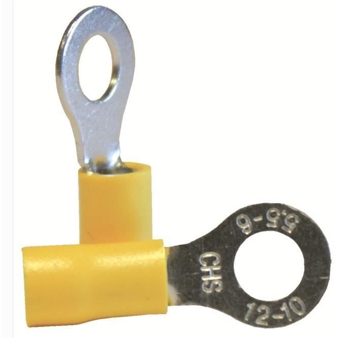 VOLTMAN Boîte de 10 cosses rondes - Section 6 mm pour fils de 2,5 à 6 mm - Jaune