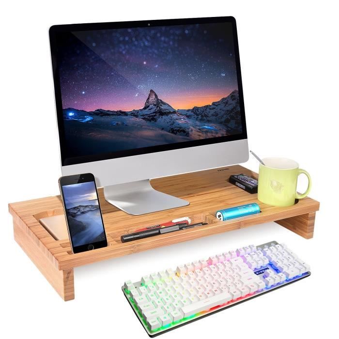 HOMFA Table pour Ordinateur Support Ecran PC Support Moniteur en Bambou ...