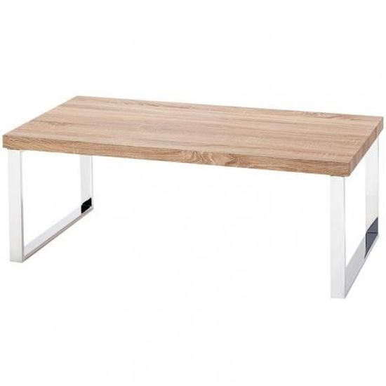 table basse en bois pieds chromé luna - achat / vente table basse